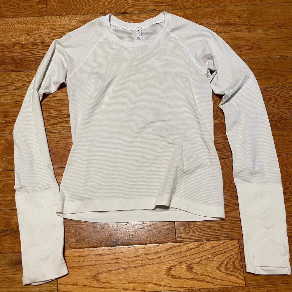 EUC Lululemon Swiftly Tech Long Sleeve Shirt 2.0 Waist Race Sz 4 White